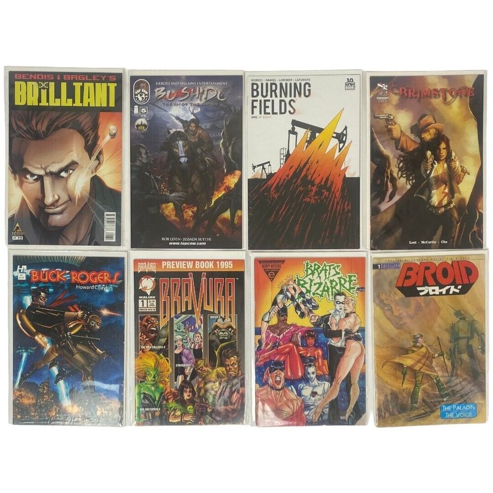Indie Key Comics Lot of 8: Brilliant Bushido Burning Fields Buck Rogers